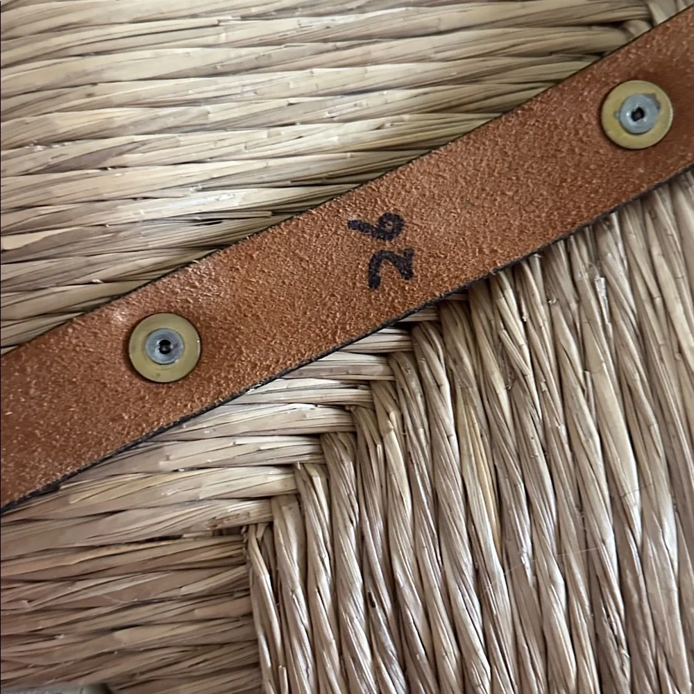 Brown Leather Belt with Brass Accents